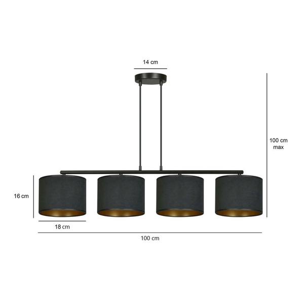 Emibig HILDE Pendant lamp 4 x E27 Black with Black Shade