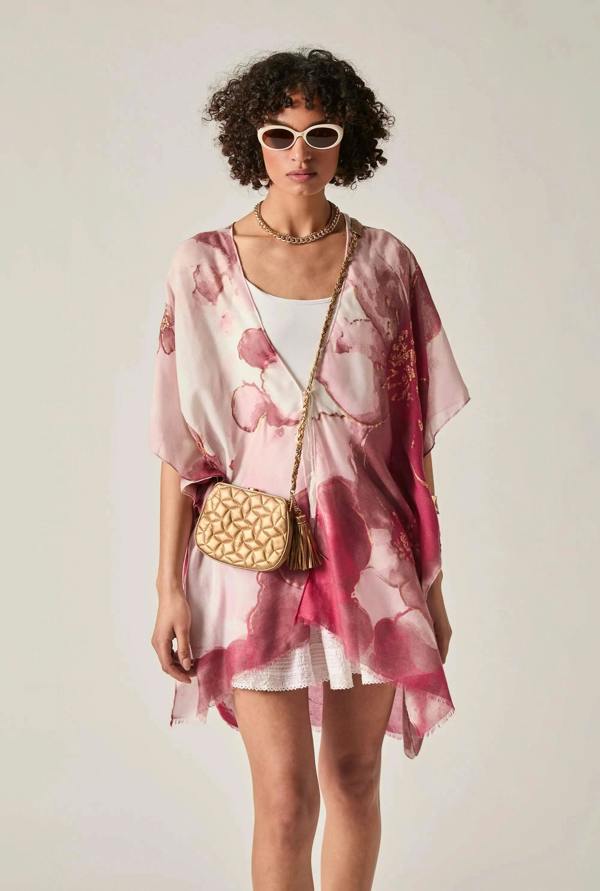James Lakeland Red Watercolour Floral Kaftan