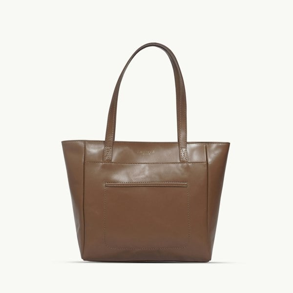 Assots London 'LINDA' Tan Smooth Real Leather Unlined Tote Bag