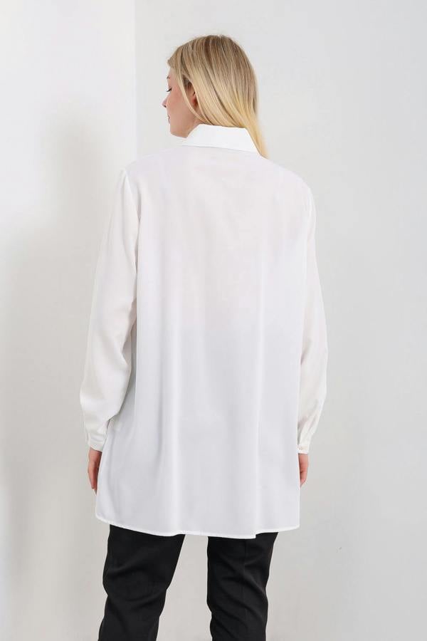 Hoxton Gal Relaxed Fit Long Sleeves Tunic in White