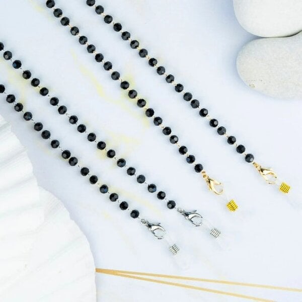 The Colourful Aura Black Bead Silver Sunglass Summer Reading Eyeglass Lanyard Detachable Chain