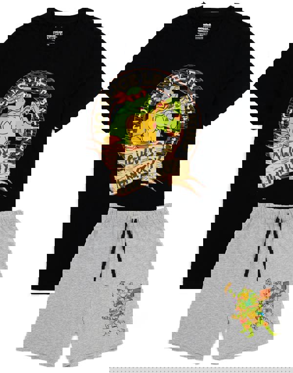 Teenage Mutant Ninja Turtles Mens Grey Always Hungry Short Sleeve Short Leg Pyjama Set