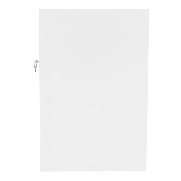 Sleek white cabinet door for Helios LED Shop Counter Set CM60, featuring a simple design and a secure lock for storage solutions