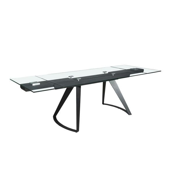 Angel Cerdá Rectangular extendable dining table in tempered glass and black steel 1150