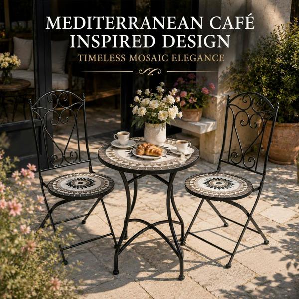 60cm Medina Mosaic Bistro Set image 10