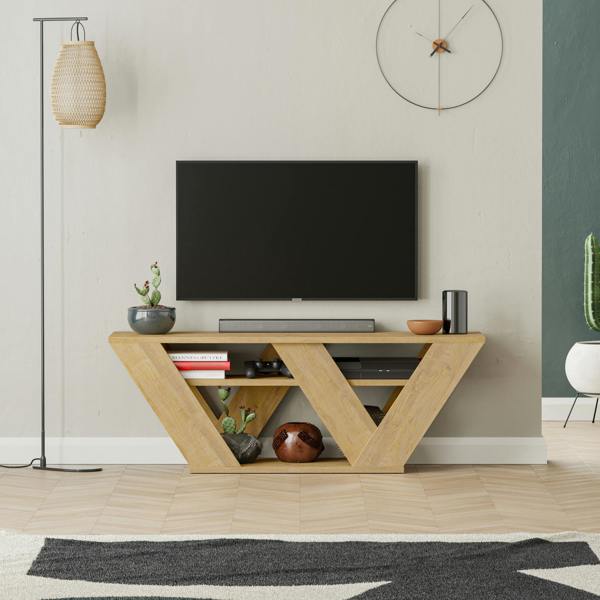 Decortie Pipralla Modern TV Stand Unit with Shelves for Up to 43" TVs 110cm