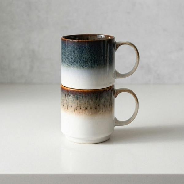 Garden Greatness Artisan Reactive Glaze Stacking Mug Set