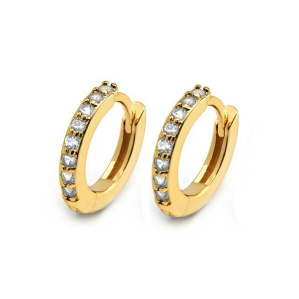 Say It With Clear Huggie Hoop Earrings - Silver Plated - Yellow Gold