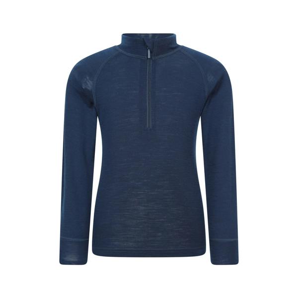 Mountain Warehouse Childrens/Kids Merino Blend Half Zip Base Layer Top - Navy - 