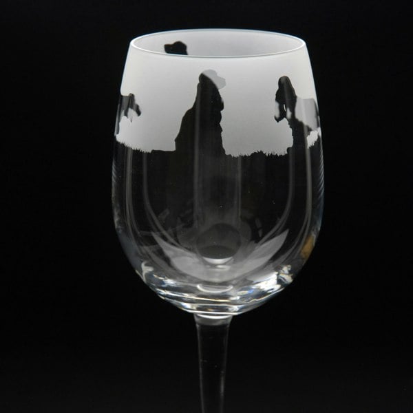 Glyptic Glass Art Cocker Spaniel Dog Crystal Wine Glass - Hand Etched/Engraved Gift