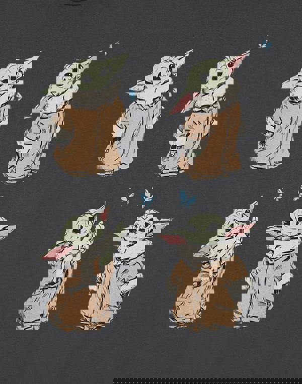 Star Wars The Mandalorian Womens Grey Cute Grogu Cropped Short Sleeved T-Shirt