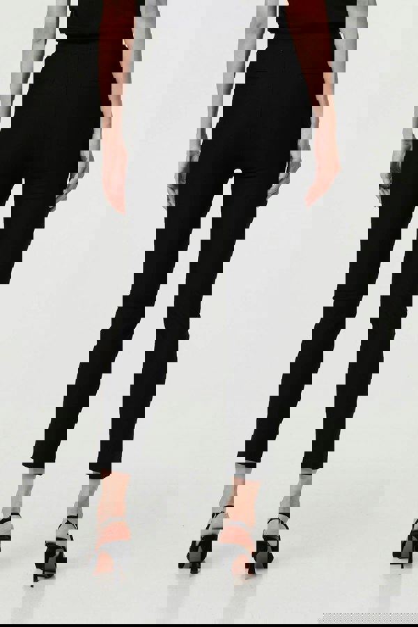 Black | Stretch High Waist Slim Cropped Trousers
