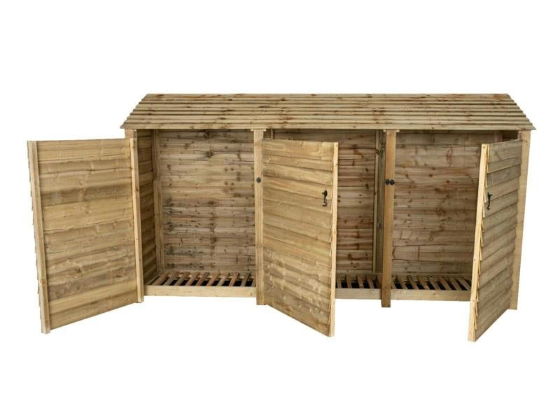 Arbor Garden Solutions Wooden Log Store with Doors W-335cm, H-126cm or 180cm, D-88cm