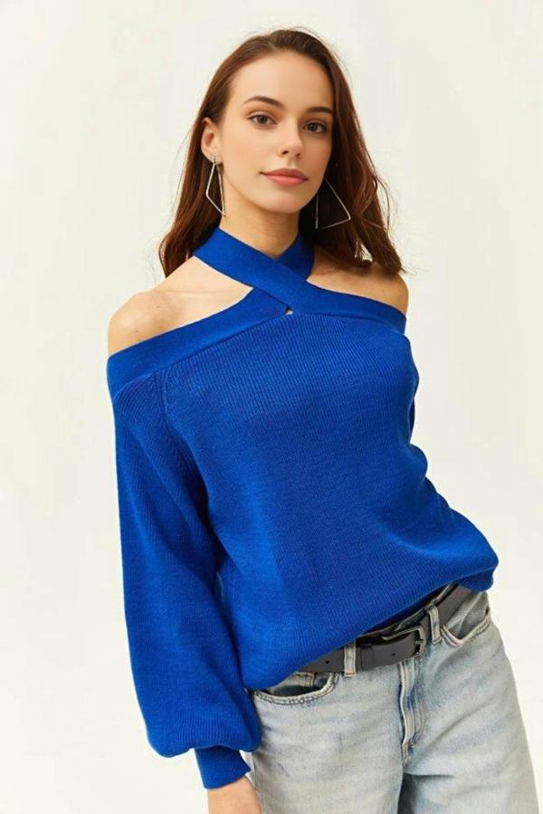 Hoxton Gal Cross-Neck Knit Sweater