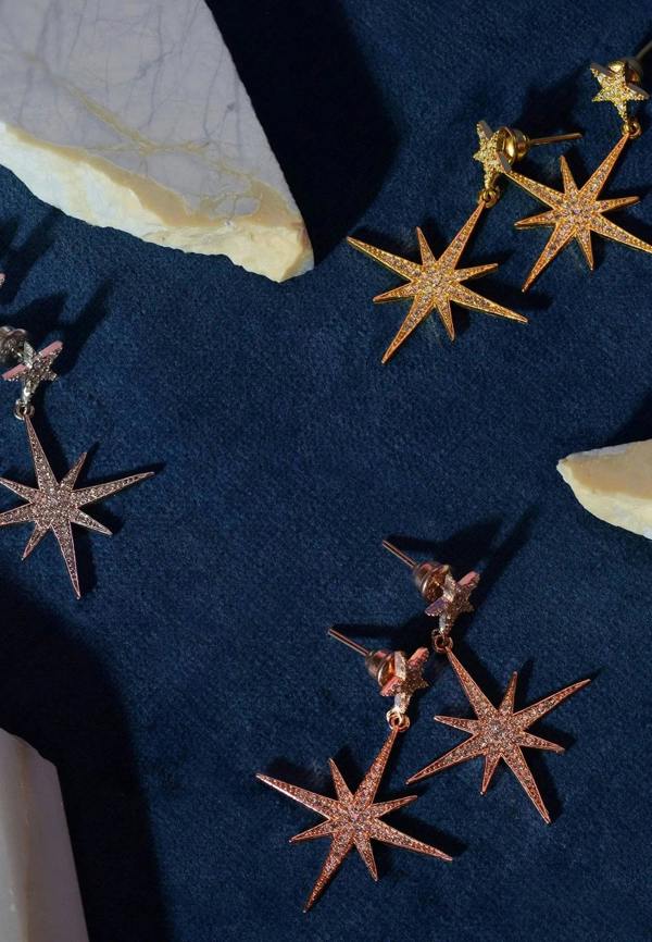 Petite Star Burst Drop Earrings Silver - LATELITA Earrings