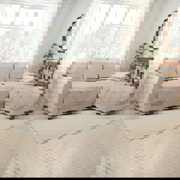 Furnishings For Less Zura Plush Velvet Large 3 Seater L Shaped Universal Corner Sofa Bed