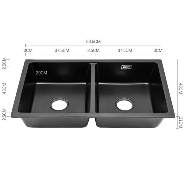 Quartz Undermount Kitchen Sink Double Bowl Black Kitchen Sinks Living and Home