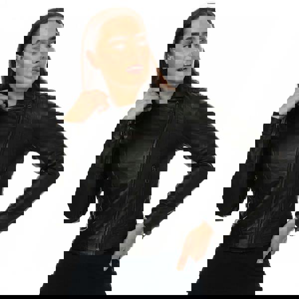 Elle Womens/Ladies Armin Leather Jacket - Black