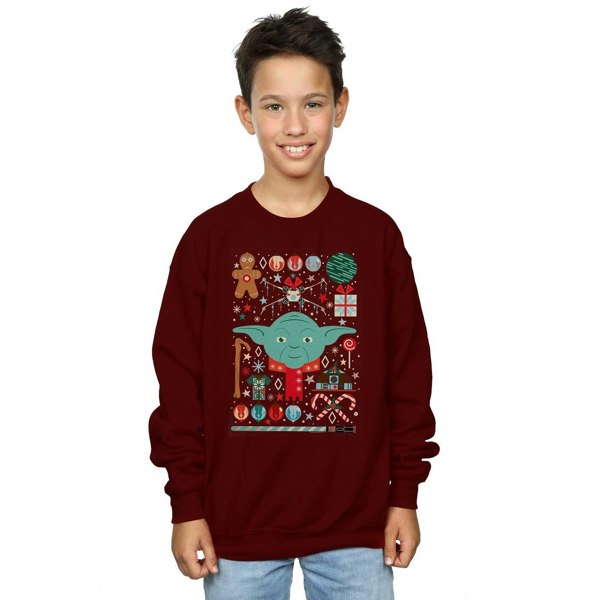 Star Wars Boys Yoda Christmas Sweatshirt - Burgundy