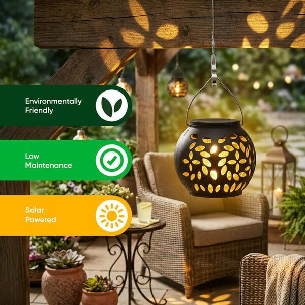 Gardenwize Pack of 4 Hanging Versatile Solar Lanterns – 2-in-1 Tabletop & Hanging LED Garden Lights