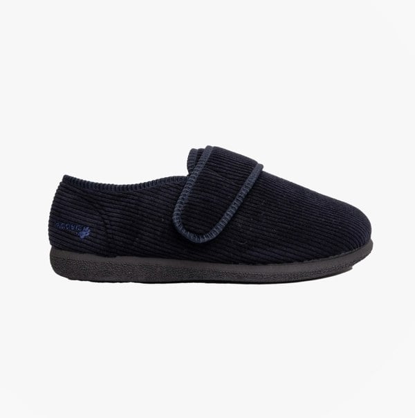 Padders OLIVER Mens Touch Fasten Full Slippers Navy