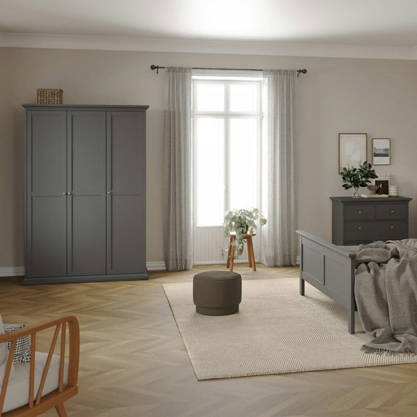 Furniture To Go Paris Wardrobe with 3 Doors in Matt Grey