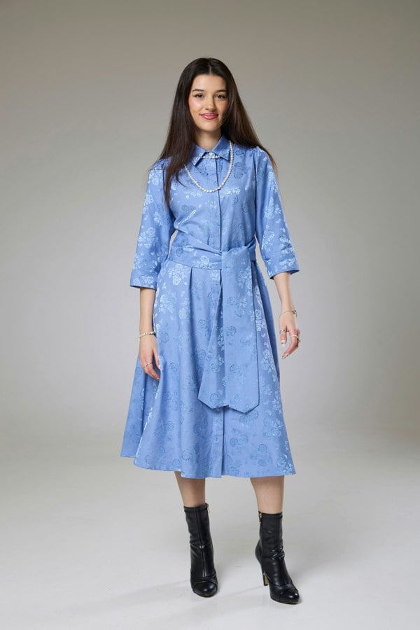 Isha's Timeless collection Sky Blue Petals Sleeved Dress