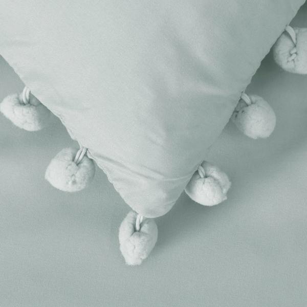 Smart Living Luxury Super Soft Pom Pom Duvet Cover with Pillowcases - Duck Egg