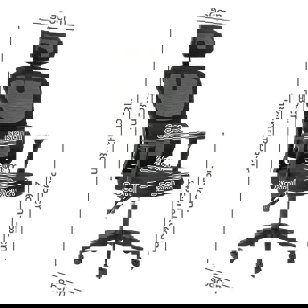 Levede Office Computer Chair Mesh Ergonomic Lumbar Support with 3D Armrest Headrest