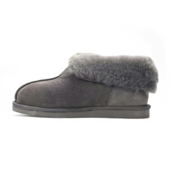 Infinity Leather Women's Sheepskin Suede Ankle Grey Slip-On Bootie Winter - Glacier