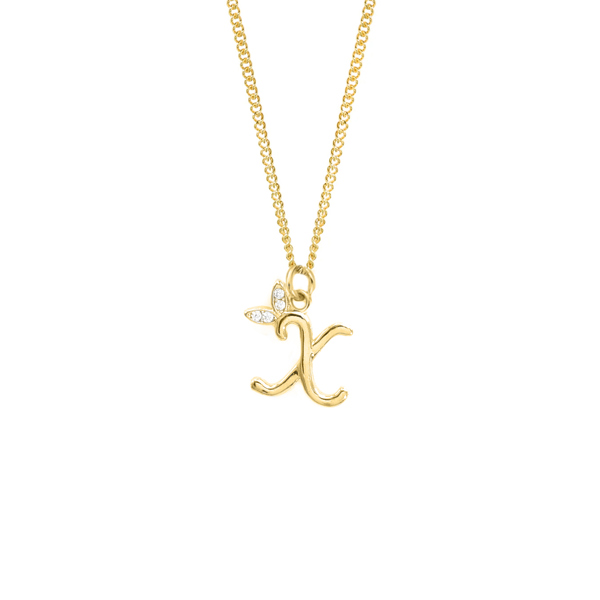 Say It With Dainty Winged Initial Charm Necklace - Sterling Silver