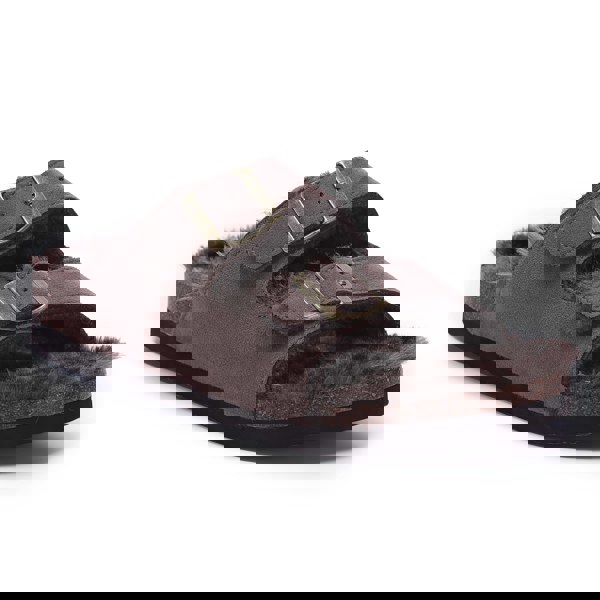 VIVASHOES Twin Strap Big Buckle Suede Cozy Slide Sandals for Women