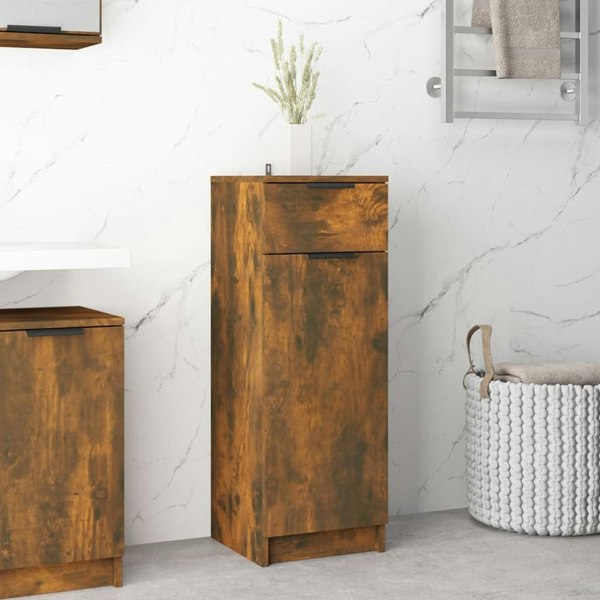 Berkfield Bathroom Cabinet Smoked Oak 32x34x90 cm Engineered Wood