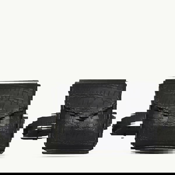 Assots London 'CAMELLA' Black Croc Leather Bum Belt Waist Festival Bag