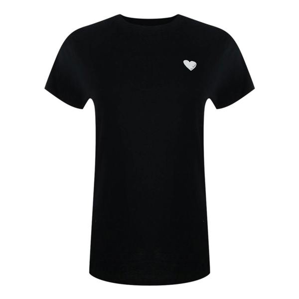 Moschino Love Moschino Small White Heart Logo Black T-Shirt