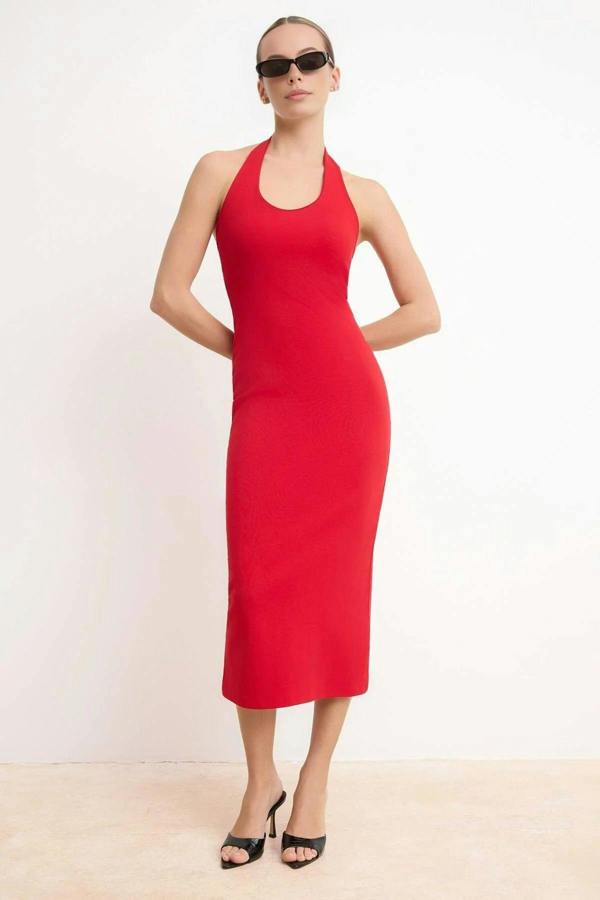 WOVCOR Bodycon Midi Dress