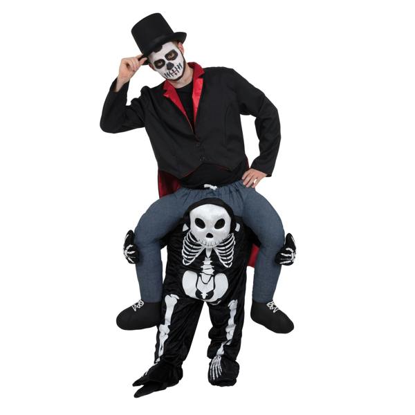 Bristol Novelty Unisex Adults Skeleton Piggy Back Costume - Black/Grey/White - 