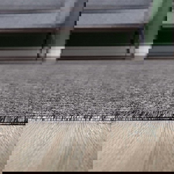  Grey Low Pile Area Rug Plain Design