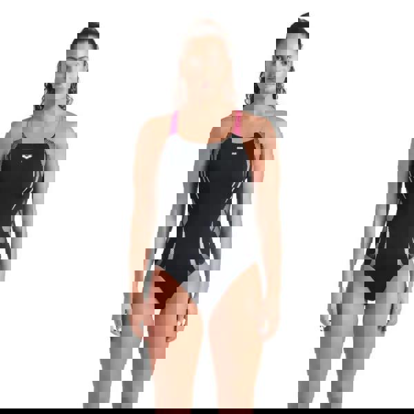 Arena Poseidonia Swim Pro black and pink speedo with silver accents