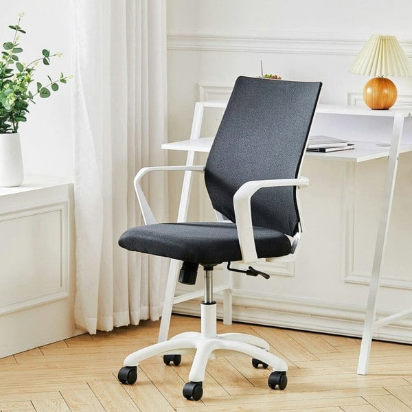Mesh Adjustment Lumbar Support Back Ergonomic Swivel Office Chair with Wheels Home Office Chairs Living and Home Black