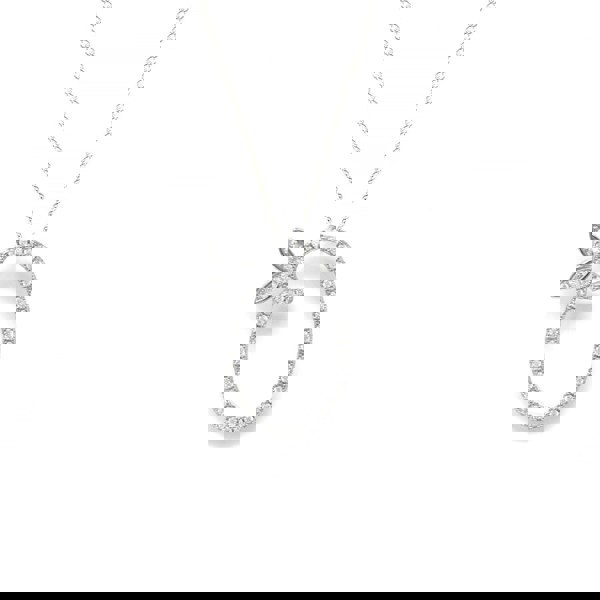 Say It With 1 Inch Winged Full CZ Stones Initial Necklace - Sterling Silver