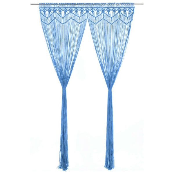 Berkfield Macrame Curtain Blue 140x240 cm Cotton