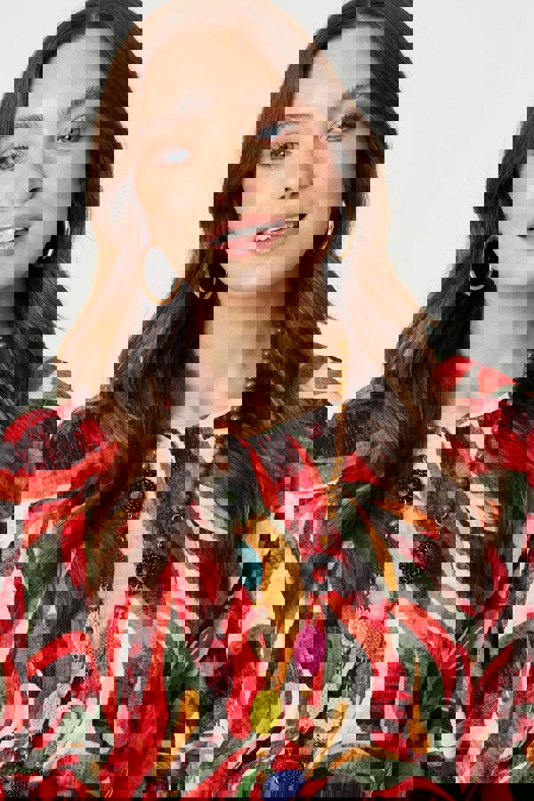 Izabel London Printed Oversized Top with Necklace