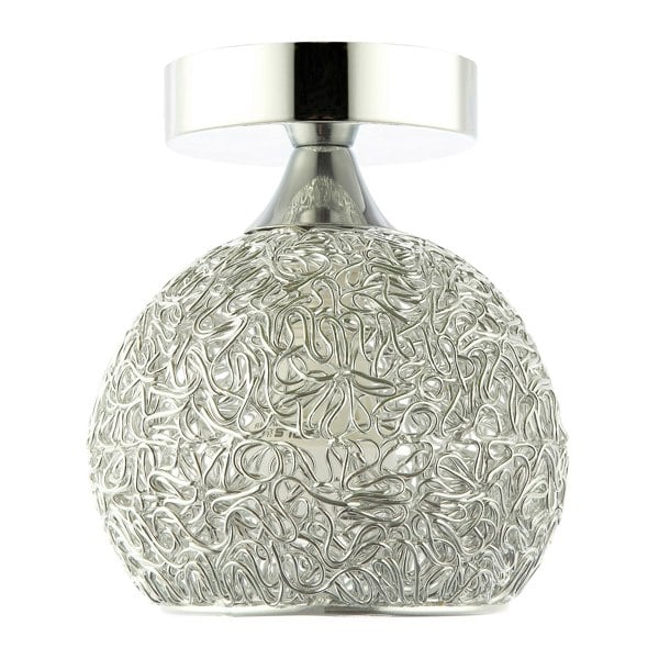 Modern Polished Chrome Ceiling Light Fitting with Twisting Metal Shade Image 1