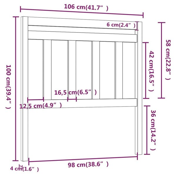 Berkfield Bed Headboard White 106x4x100 cm Solid Wood Pine