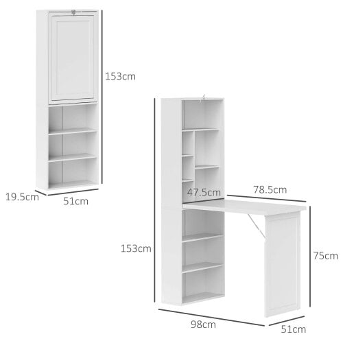 Wyld Haus Larono 98cm White 3 Section Work Desk With Writing Board And Storage