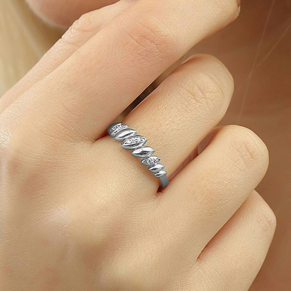 Spero London Lined Stones Marquise Sterling Silver Ring