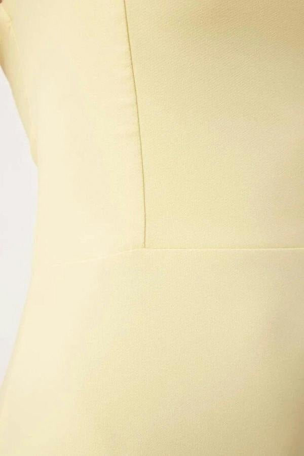 WOVCOR Body-Fitting Midi Woven Dress with Slit Detail