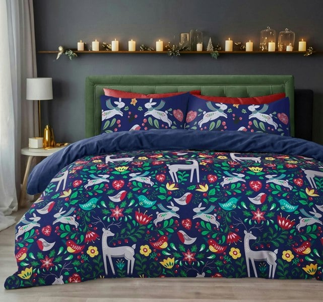 Velosso Robin Scandi Printed Cotton Blend Duvet Cover and Pillowcase Set