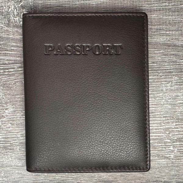 London Leathergoods Genuine Leather RFID Passport Cover - Brown